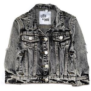 Little & Loved Kids Distressed Grey Denim Jacket Size 1T/12M